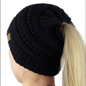 Black knitted hat beanie